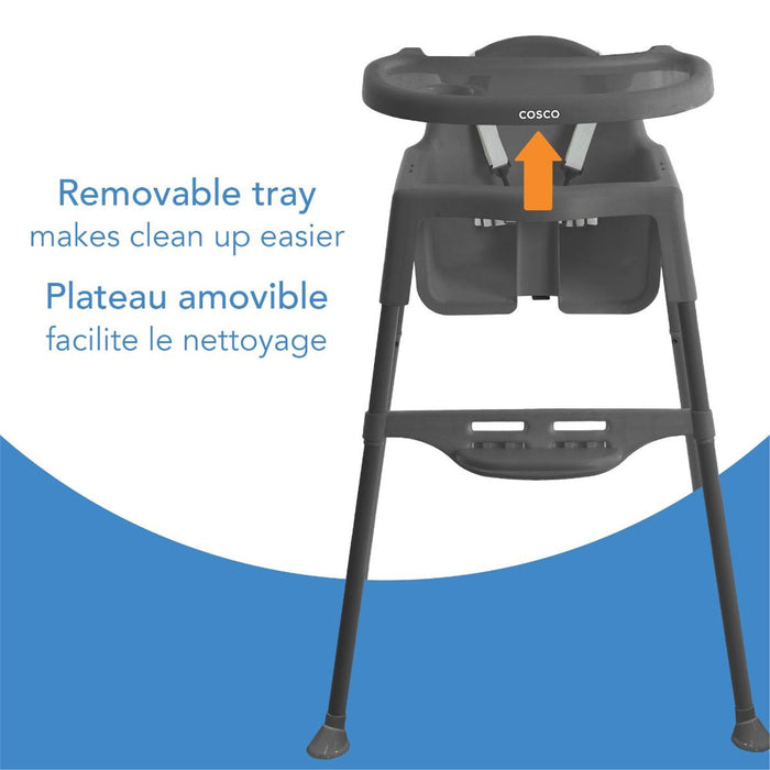 Chaise haute Cosco Canteen avec repose-pieds - Gris