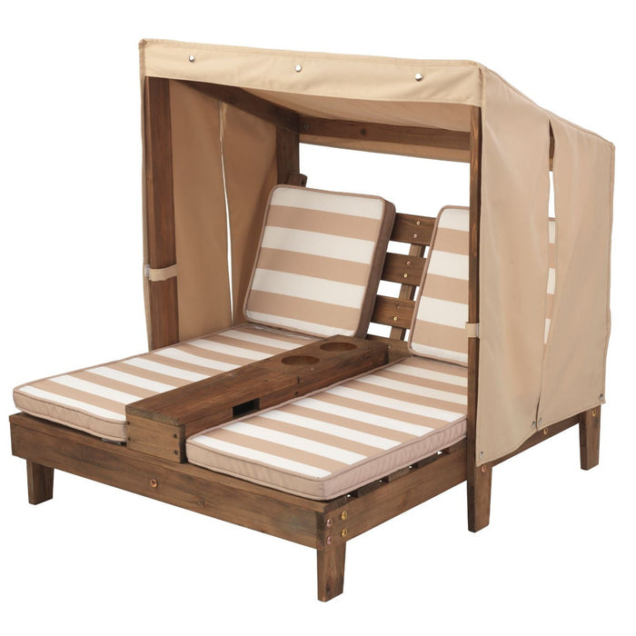 Kidkraft Double Chaise Lounge With Cup Holders Espresso Oatmeal
