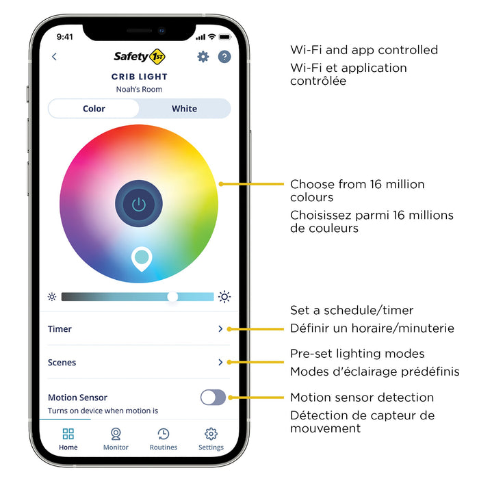 Éclairage connecté sous le lit de bébé Safety 1st