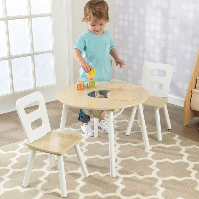 Kidkraft Round Storage Table 2 Chair Set Natural White