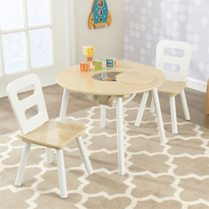 Kidkraft Round Storage Table 2 Chair Set Natural White