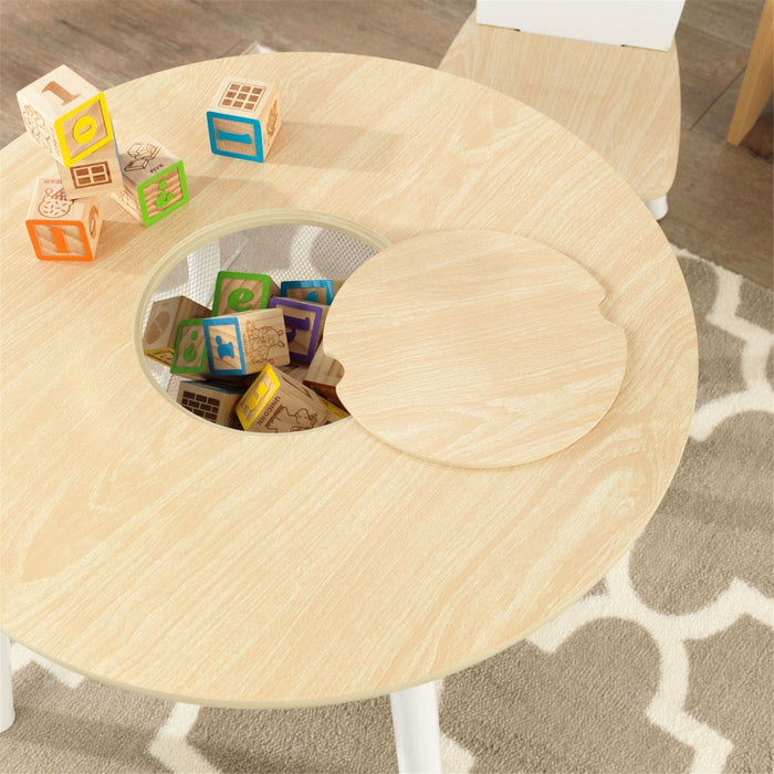 Kidkraft Round Storage Table 2 Chair Set Natural White