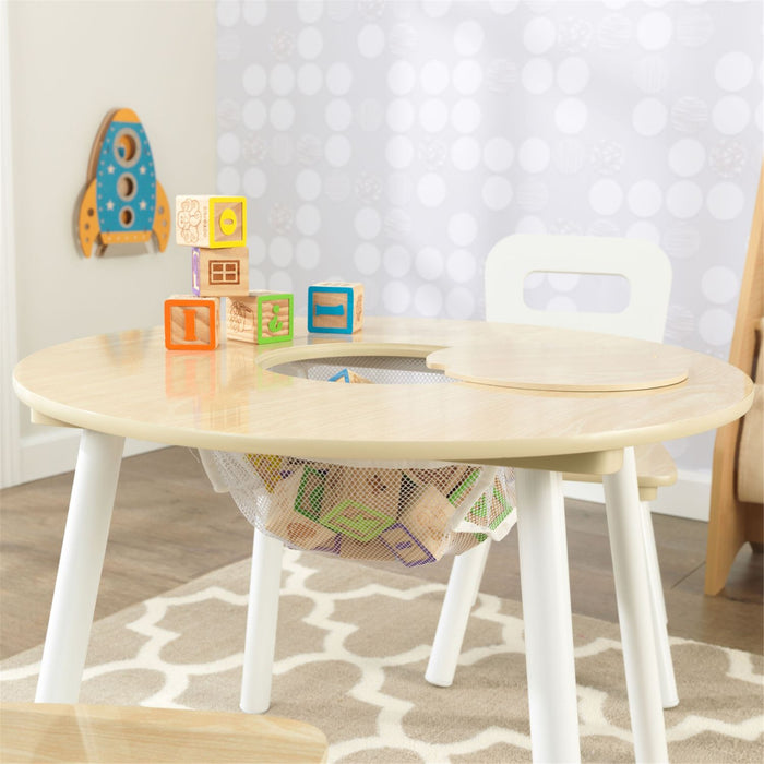 Kidkraft Round Storage Table 2 Chair Set Natural White