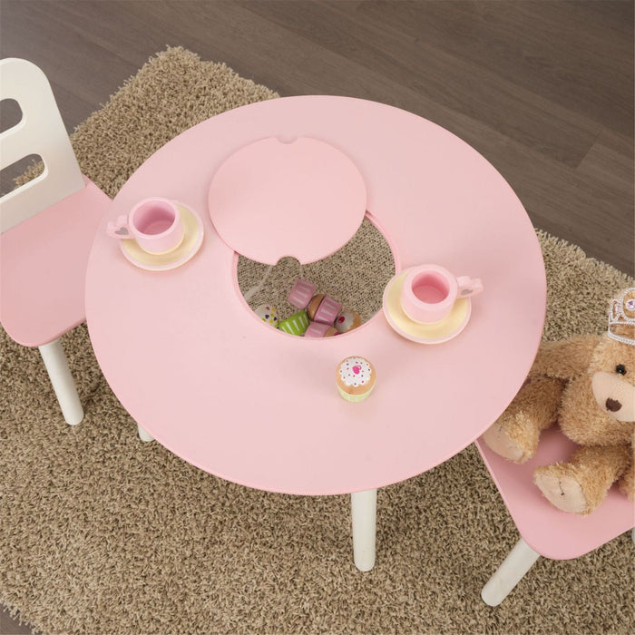 Kidkraft Round Storage Table 2 Chair Set Pink White