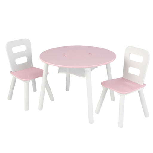 Kidkraft Round Storage Table 2 Chair Set Pink White