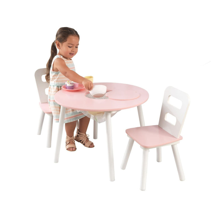 Kidkraft Round Storage Table 2 Chair Set Pink White