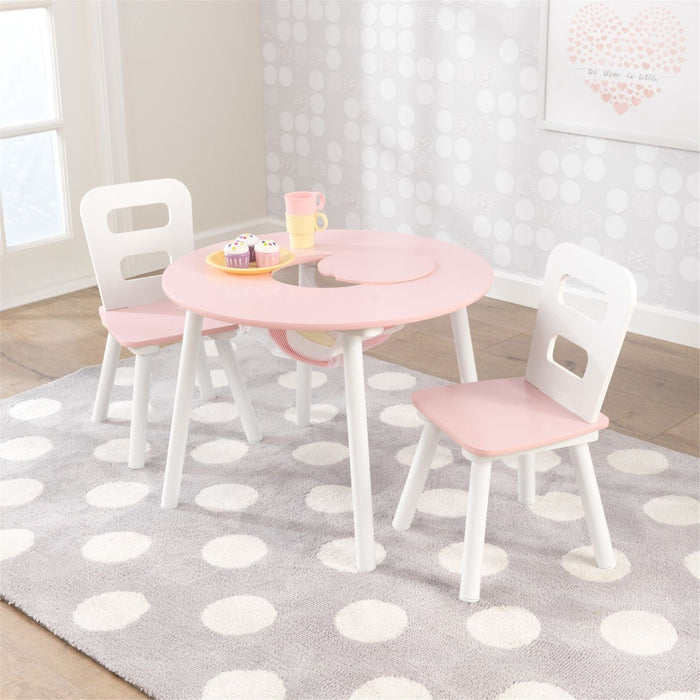 Kidkraft Round Storage Table 2 Chair Set Pink White