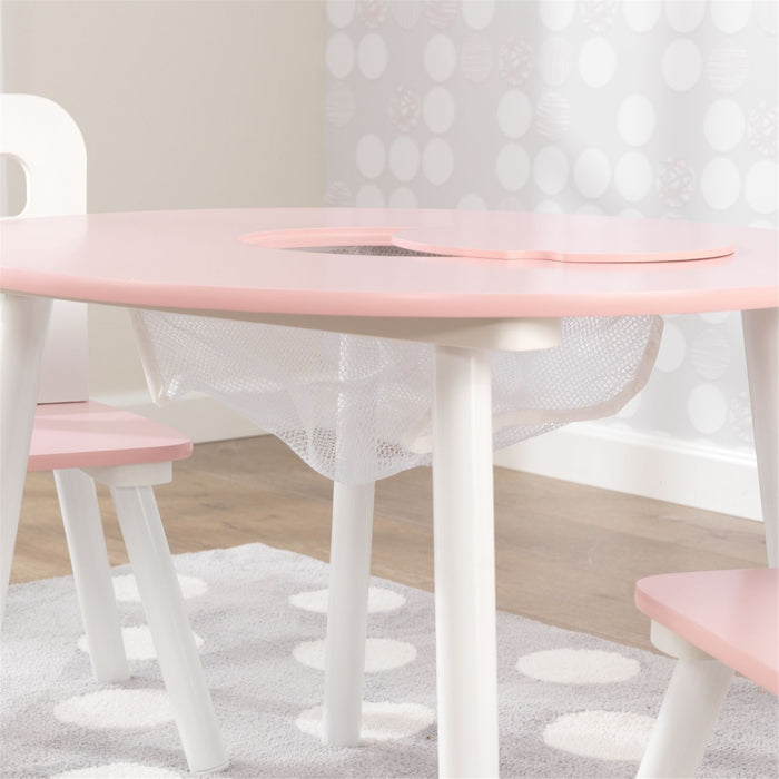 Kidkraft Round Storage Table 2 Chair Set Pink White