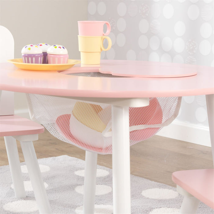 Kidkraft Round Storage Table 2 Chair Set Pink White