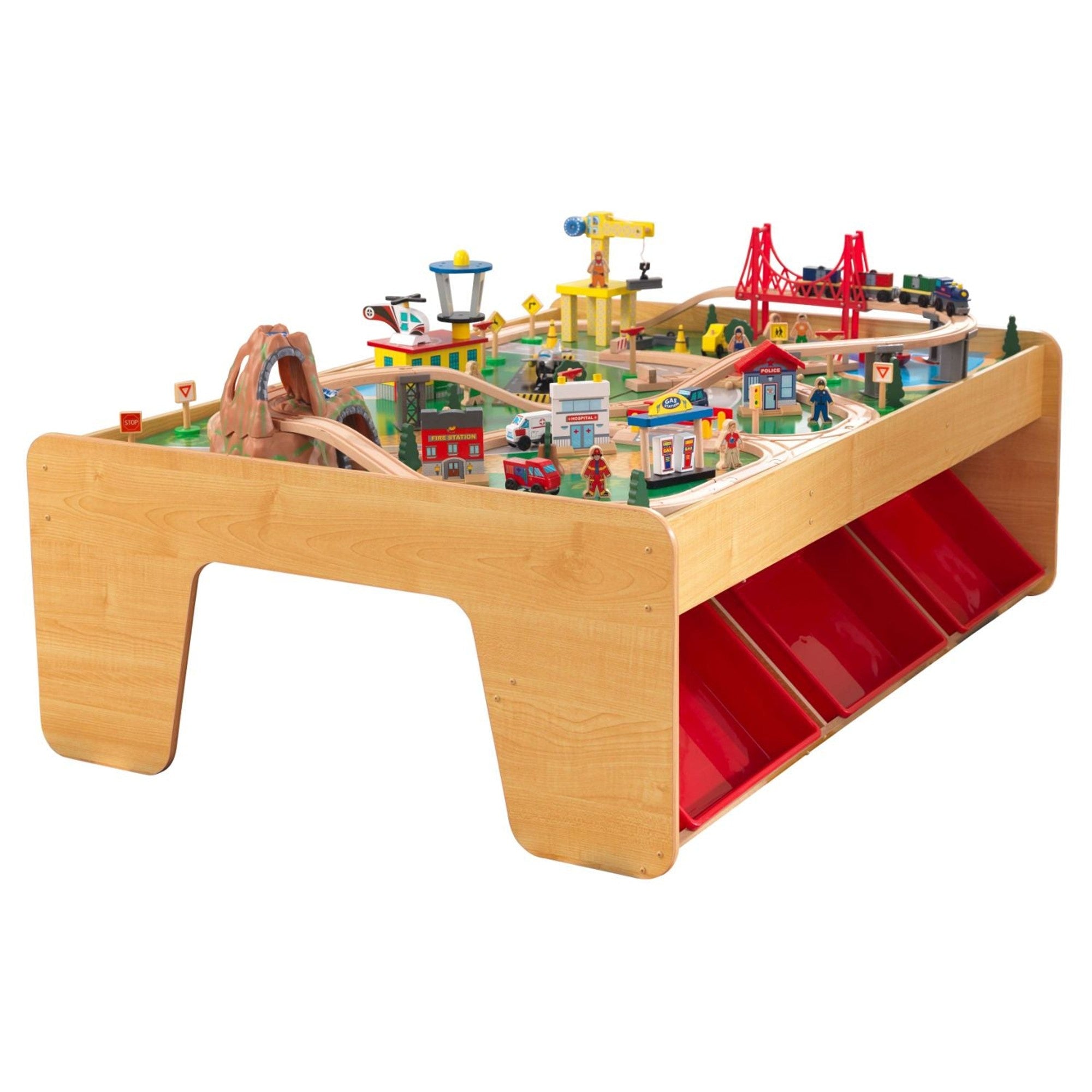 Lego City KidKraft 17985 Ensemble Table Circuit De Train En Bois