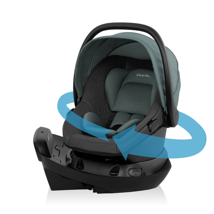 EVENFLO Omni Ultra Travel System with Revolve180 LiteMax NXT Rotational Infant Car Seat (Pacific Green) (Caviar Black)