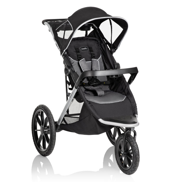 EVENFLO Victory Plus Jogging Stroller Travel System with LiteMax Infant Car Seat (Gray Scale) (Malibu Blue)