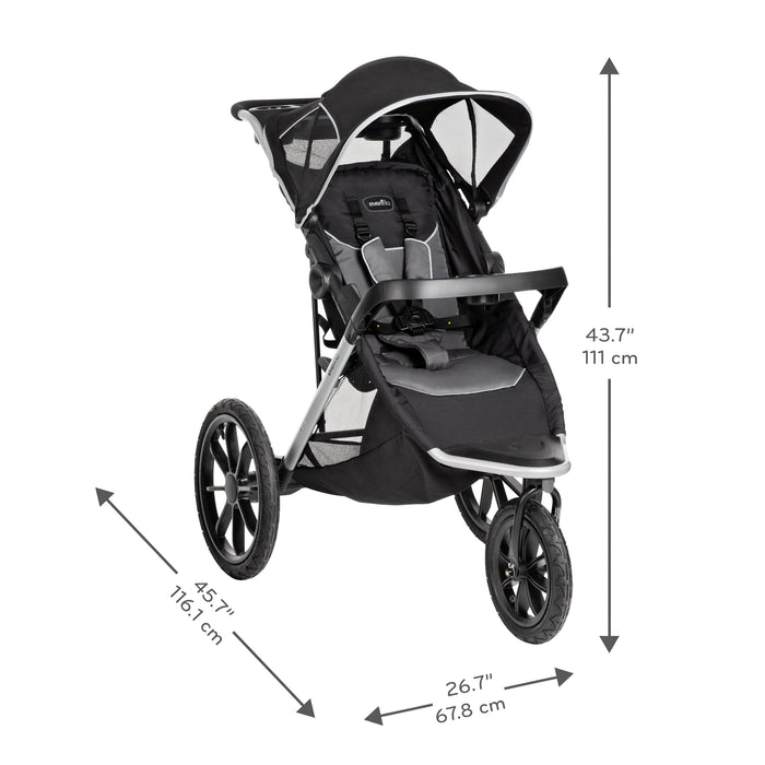 EVENFLO Victory Plus Jogging Stroller Travel System with LiteMax Infant Car Seat (Gray Scale) (Malibu Blue)