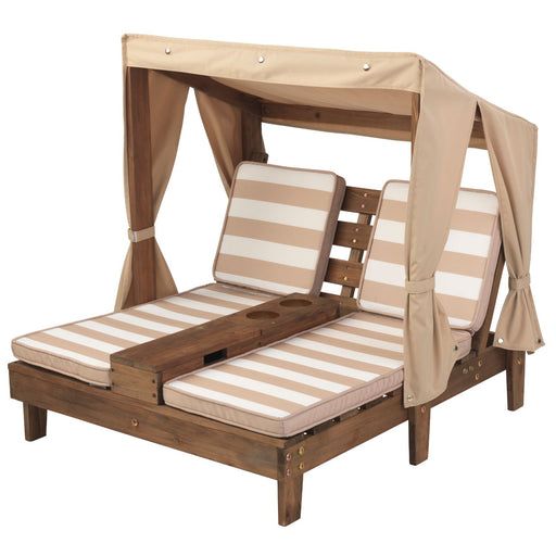 Kidkraft Double Chaise Lounge With Cup Holders Espresso Oatmeal