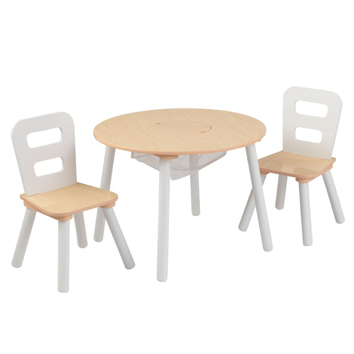 Kidkraft Round Storage Table 2 Chair Set Natural White