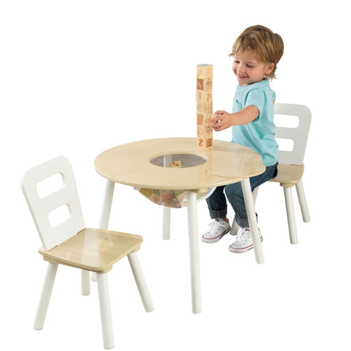 Kidkraft Round Storage Table 2 Chair Set Natural White